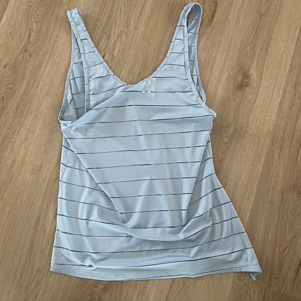 Athleta Light Blue Striped Tank Top